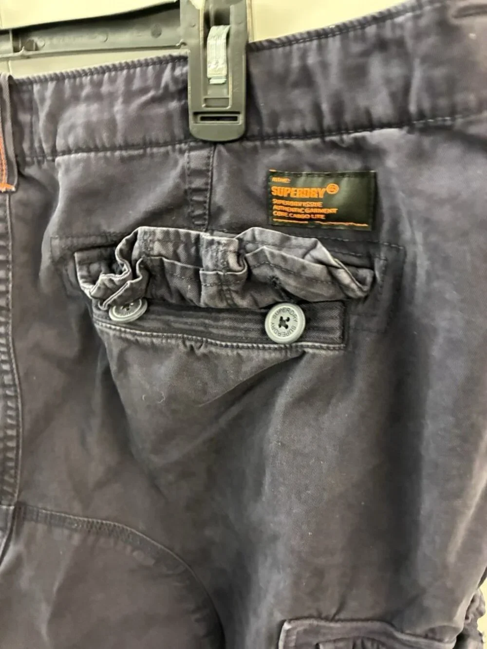 Superdry‎ Core Cargo Lite Shorts Mens 38 Navy Blue Drawstring Pockets Utility